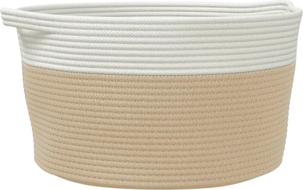 vidaXL Coș de depozitare, bej și alb, Ø40x25 cm, bumbac