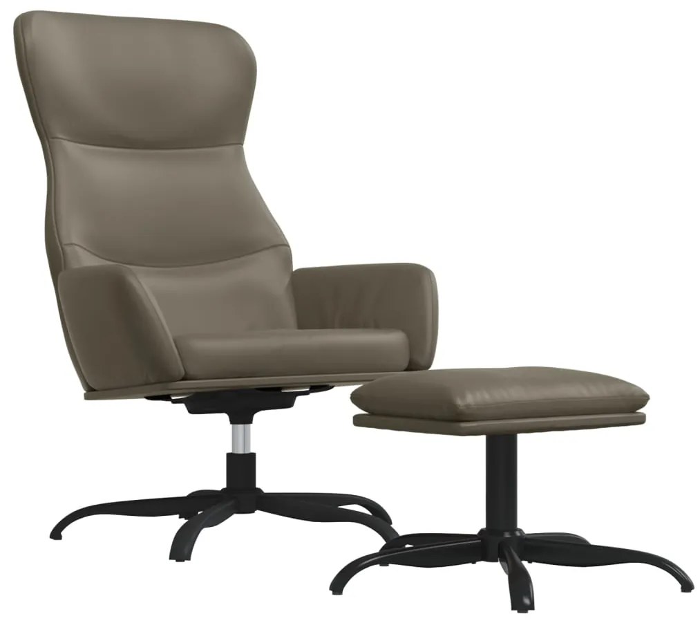 3097447 vidaXL Scaun relaxare cu taburet, gri închis, piele ecologică