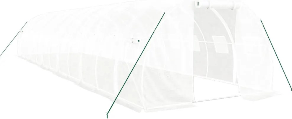 vidaXL Seră cu cadru din oțel, alb, 36 m², 12x3x2 m