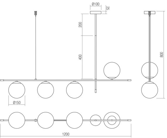 Lustră pe tijă ESSENTIAL 4xE14/28W/230V Redo 01-2949