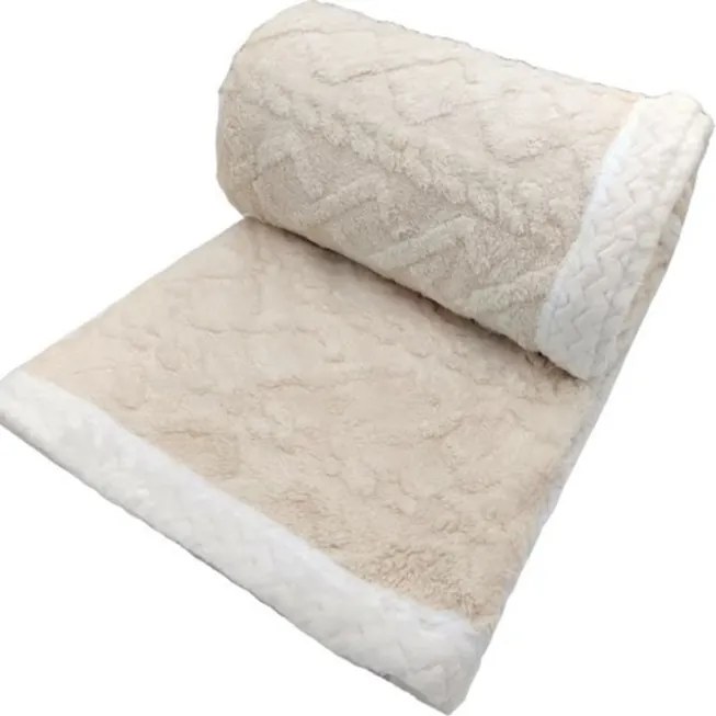 Pătură cu aspect blăniță Island crem, 150 x 200 cm