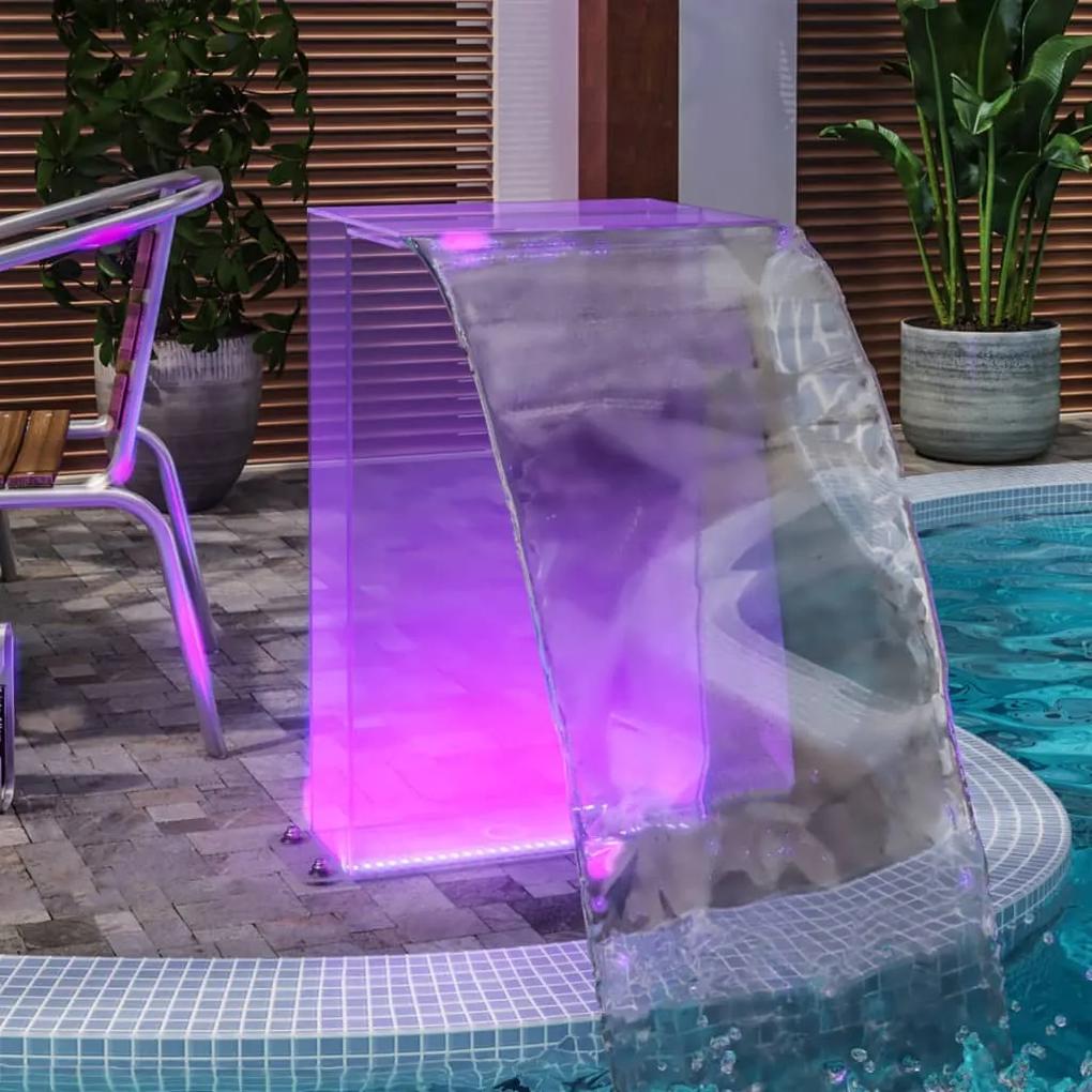Fantana de piscina cu LED-uri RGB si set conectori, acril 51 cm