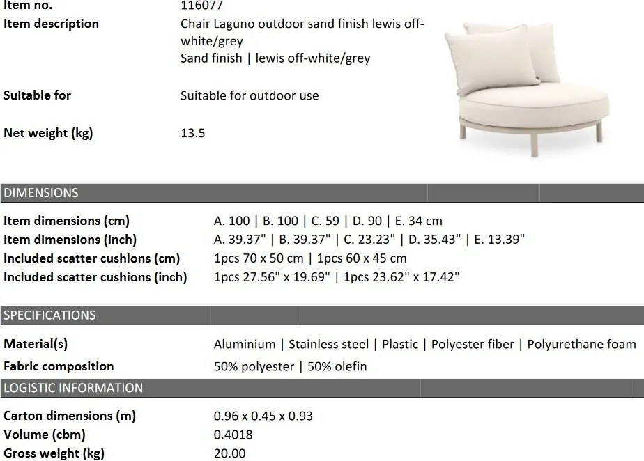Scaun pentru exterior design LUX Laguno