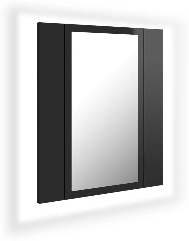 804954 vidaXL Dulap baie cu oglindă & LED negru extralucios 40x12x45 cm acril
