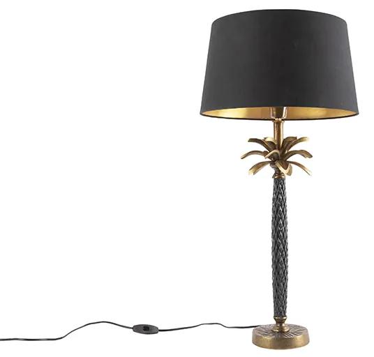 Lampă de masă Art Deco bronz cu nuanță neagră 35 cm - Areka