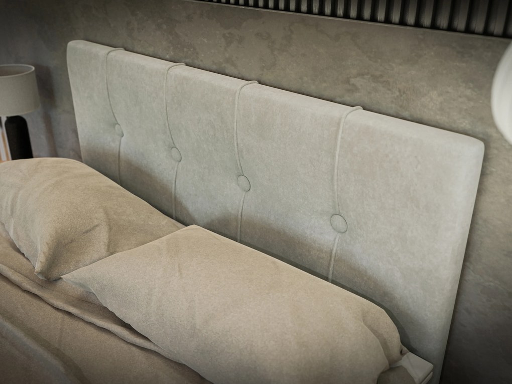 Pat de o persoană boxspring 120 cm Ruffy (gri deschis) (cu saltea și sp. depozitare). 1043445