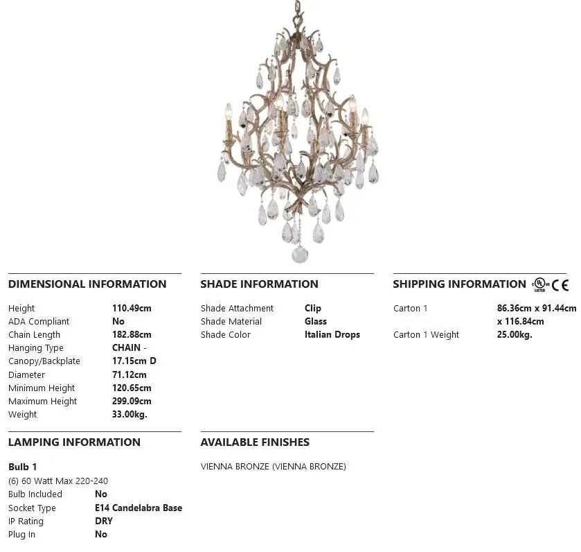 Candelabru LUX realizat manual din fier forjat, cu 6 brate, AMADEUS 6