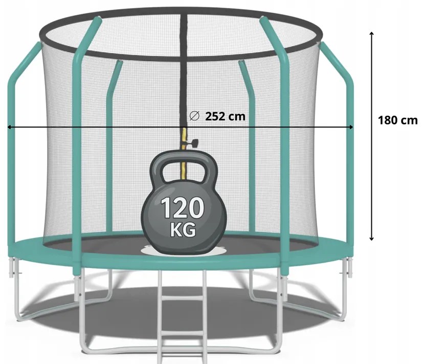 Trambulină de grădină Premium pentru copii cu plasă interioară 8FT - Ø 252 cm