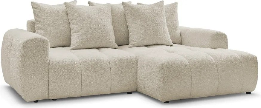 Colțar bej extensibil/cu spațiu de depozitare cu tapițerie din țesătură bouclé (cu colț pe partea dreaptă/cu șezlong) Roxelane – Bobochic Paris