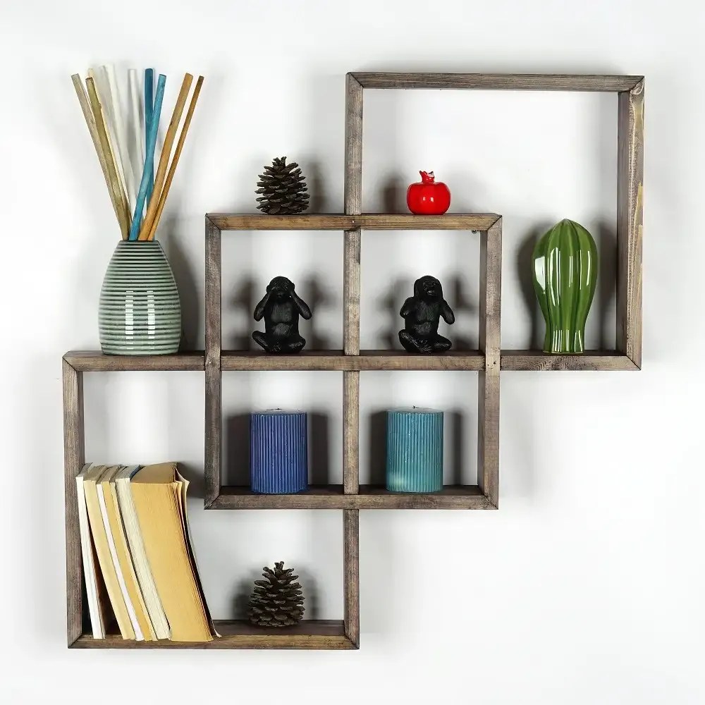 Raft de perete din lemn Karo Homs, maro 69 cm