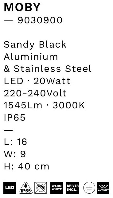 Aplica LED iluminat ambiental perete exterior IP65 MOBY negru