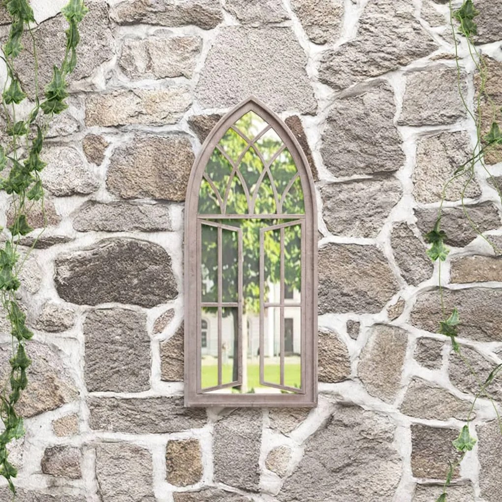 vidaXL Oglindă de grădină, nisipiu, 70x30 cm, fier, uz exterior