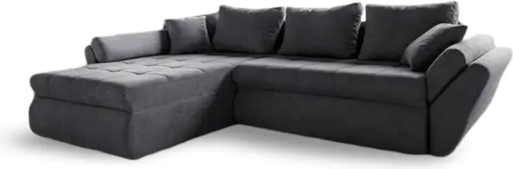 Colțar extensibil dumonde cu ladă de depozitare si sezut confortabil din spuma high-density, Loana Enjoy Grafit 270x185 cm