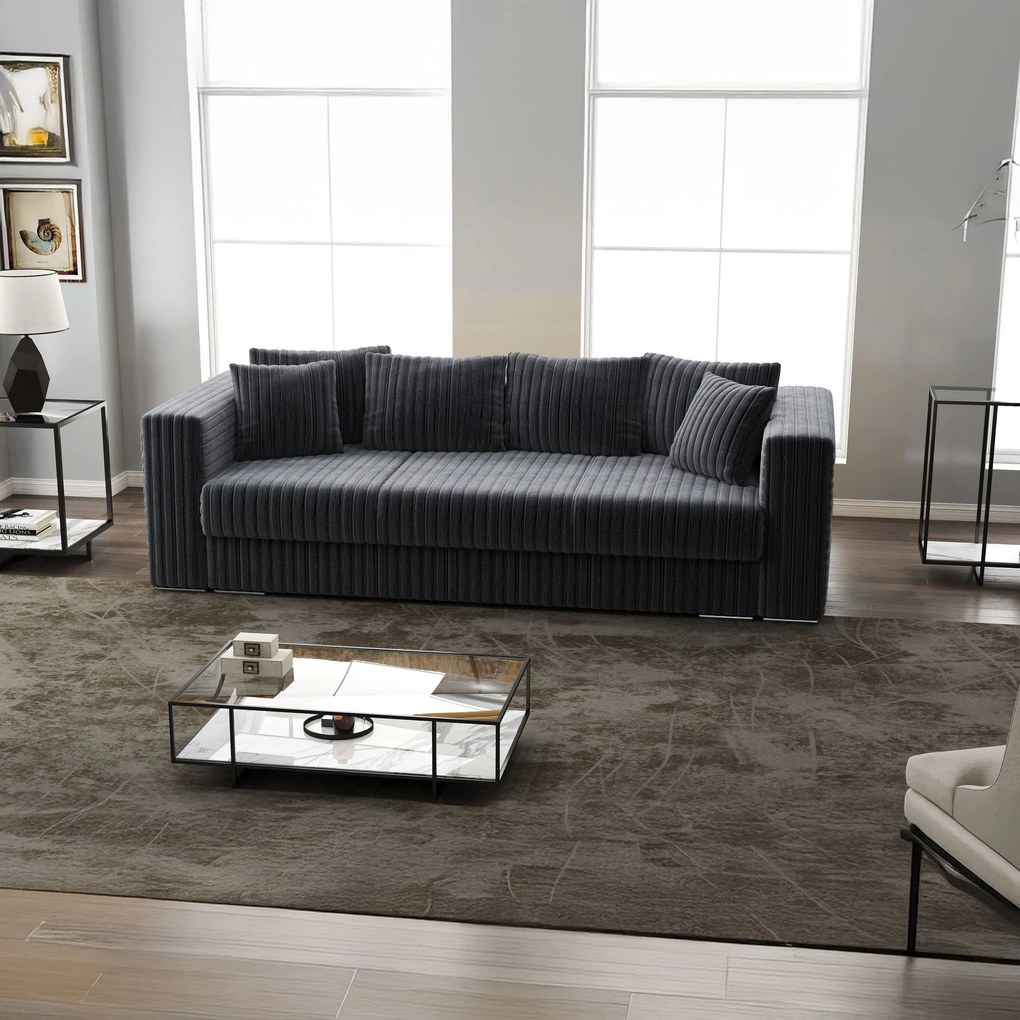 Canapea extensibilă dumonde cu ladă de depozitare si sezut confortabil din spuma high-density, Gloria Ambience Grey 240x100 cm