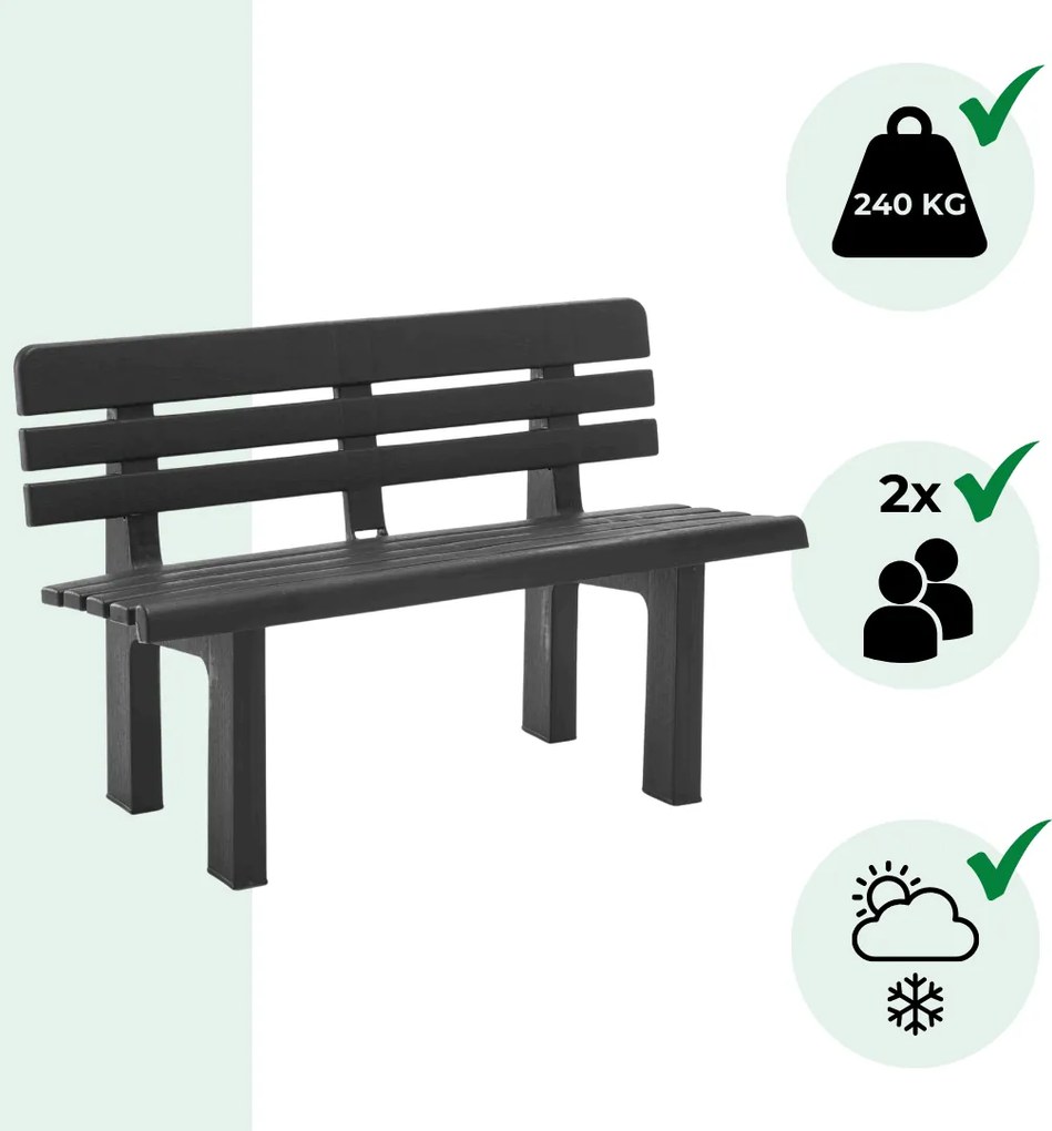 Bancă de grădină ORCHIDEA, 110x52x71cm, antracit I.P.A.E-Progarden