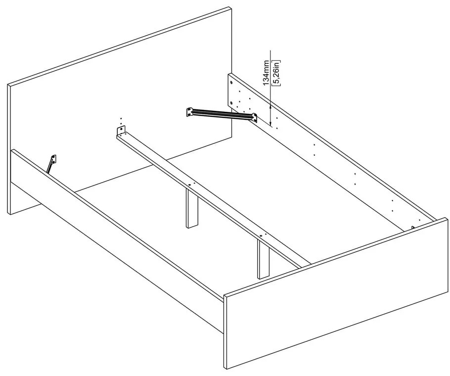 Pat matrimonial în culoare naturală cu aspect de lemn de stejar fără somieră 140x200 cm Naia – Tvilum