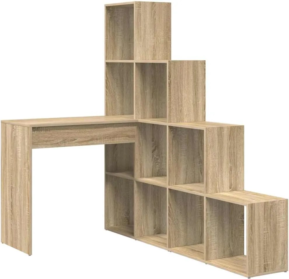 vidaXL Birou de colț cu raft Stejar Sonoma 101,5 x 149,5 x 149,5 cm