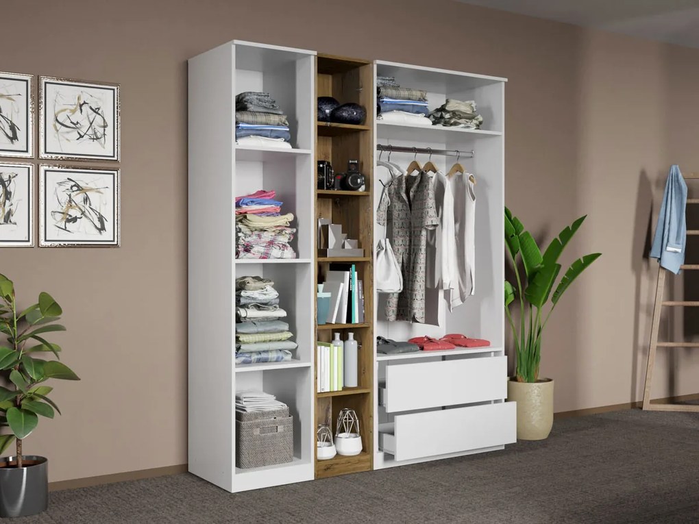 Set mobila dormitor 4 piese Alb/Stejar Eclipse C04