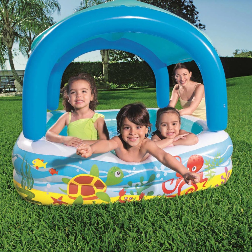 Bestway Piscina de joaca cu baldachin, albastru, 140x140x114 cm, 52192