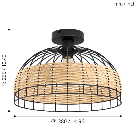 Eglo 43398 - Plafonieră ANWICK 1xE27/60W/230V