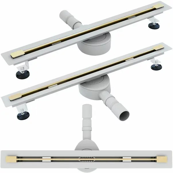 Set rigola pentru dus plus capac auriu periat Rea Neo Ultra Slim 80 cm