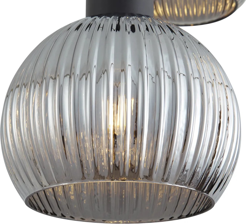 Lampă suspendată inteligentă neagră cu sticlă fumurie cu 3 lumini, inclusiv WiFi A60 - Ana