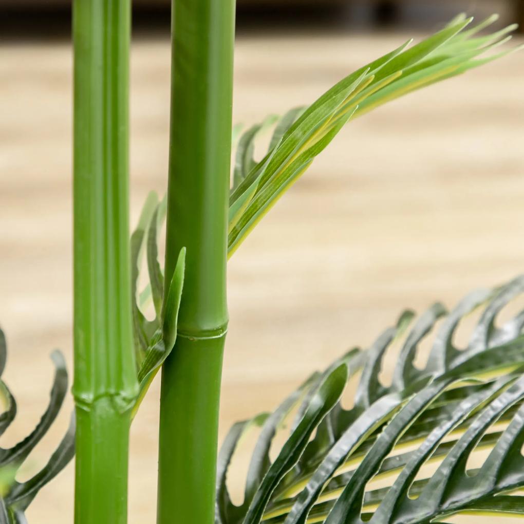 HOMCOM Planta artificiala Palmier tropical in ghiveci cu 45 de frunze, pentru interior exterior, 140 cm, Verde | AOSOM RO
