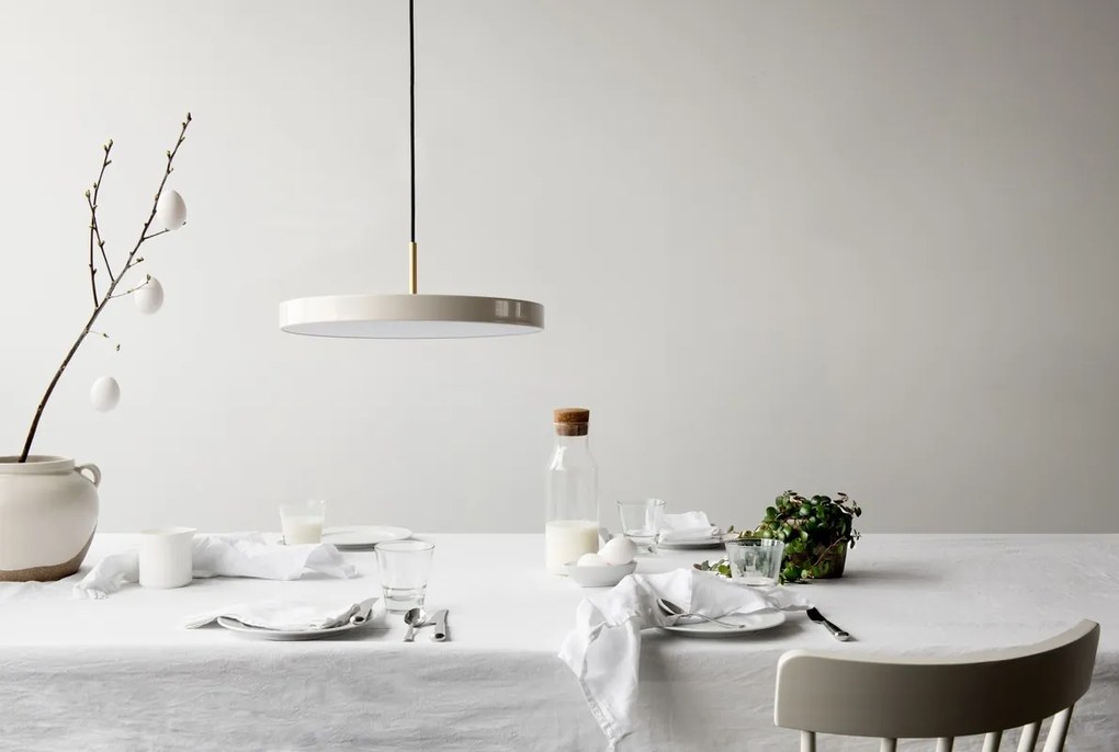 Lustra LED design scandinav Asteria medium - pearl white/ auriu