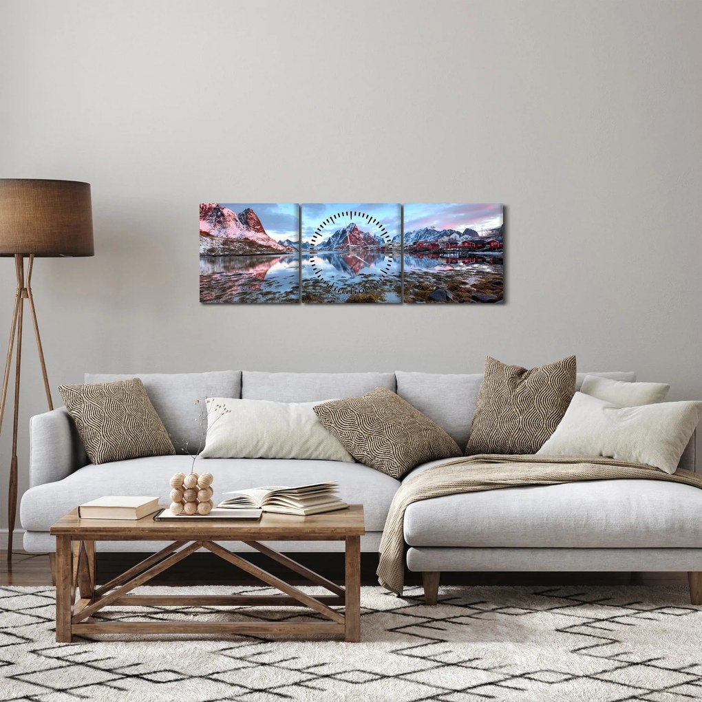 Tablou - Răsărit de soare deasupra Reine (cu ceas) (90x30 cm)