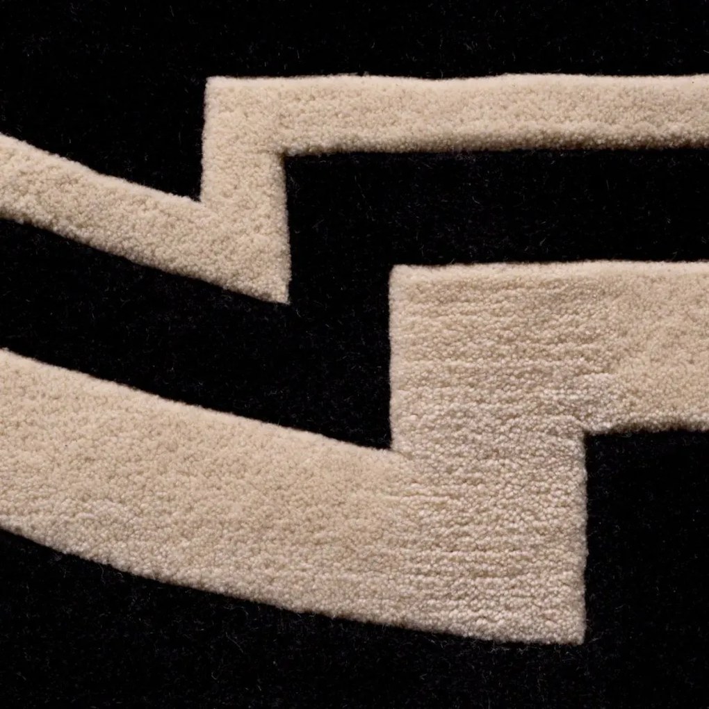 Covor rotund elegant design LUX, Palazzo 280cm negru/ alb 110586 HZ