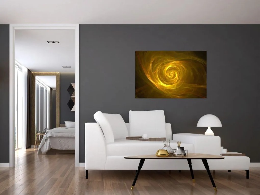 Tabloul cu spirala abstractă în galben (90x60 cm)