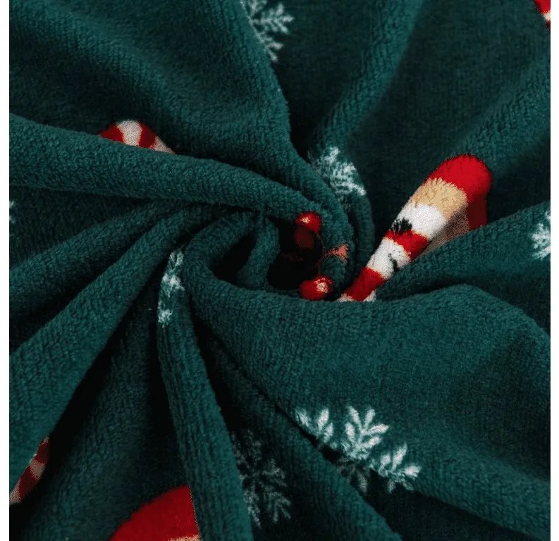 Cearsaf Cocolino microplus cu elastic SNOWMAN AND GINGERBREAD 200x200 cm verde