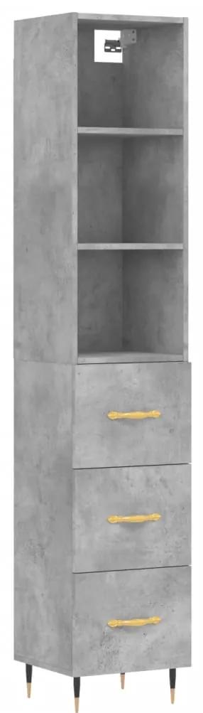 3189681 vidaXL Dulap înalt, gri beton, 34,5x34x180 cm, lemn prelucrat