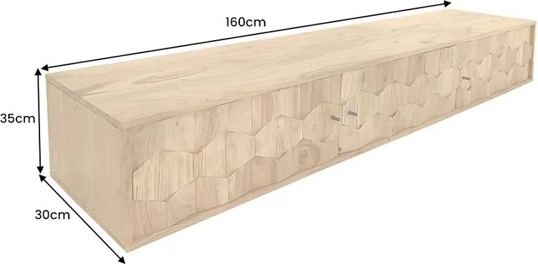 Comoda suspendata din lemn de salcam Mystic Living 160cm