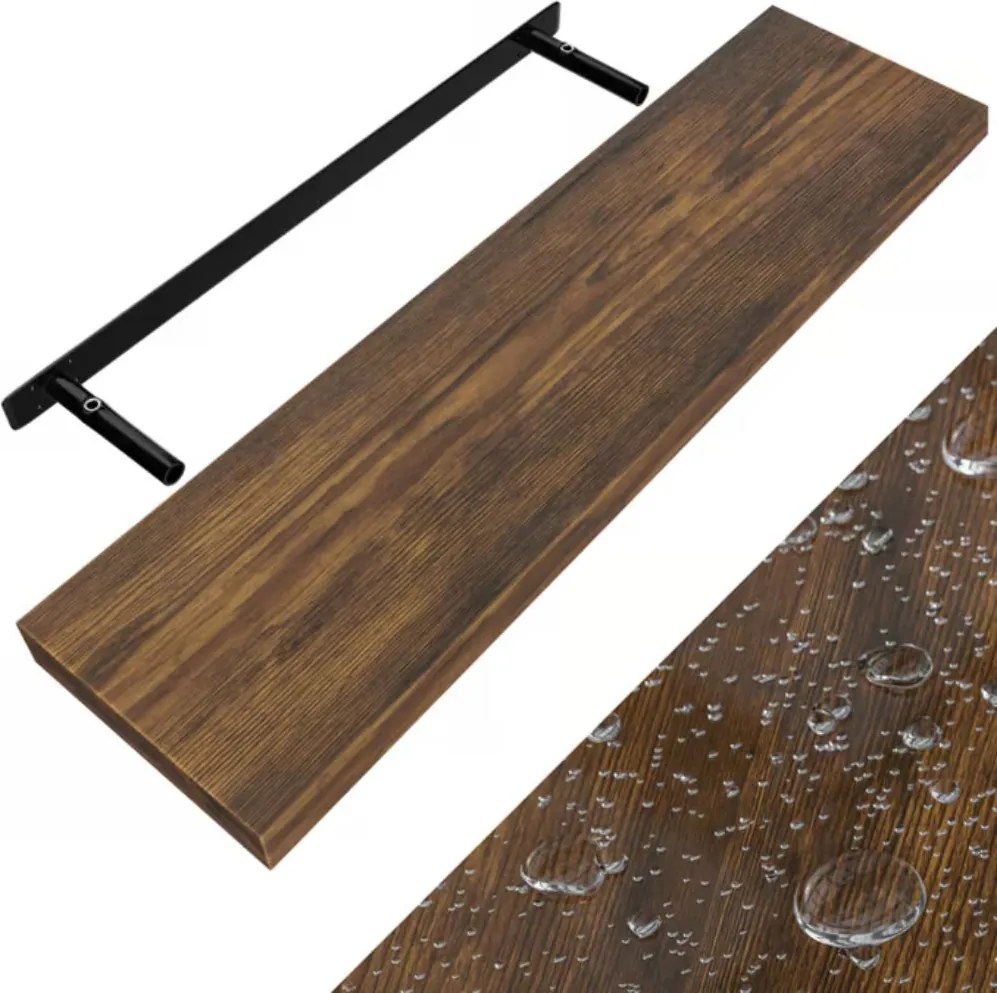 Poliță de perete FIGO + consolă, 90cm, stejar închis Casaria