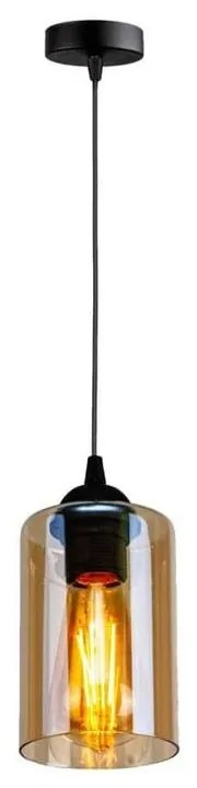 Lustră neagră cu abajur din sticlă ø 10 cm Bistro – Candellux Lighting