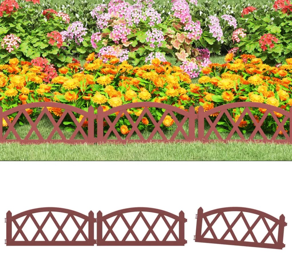 vidaXL Borduri de gazon, 17 buc., roșu, 10 m, PP