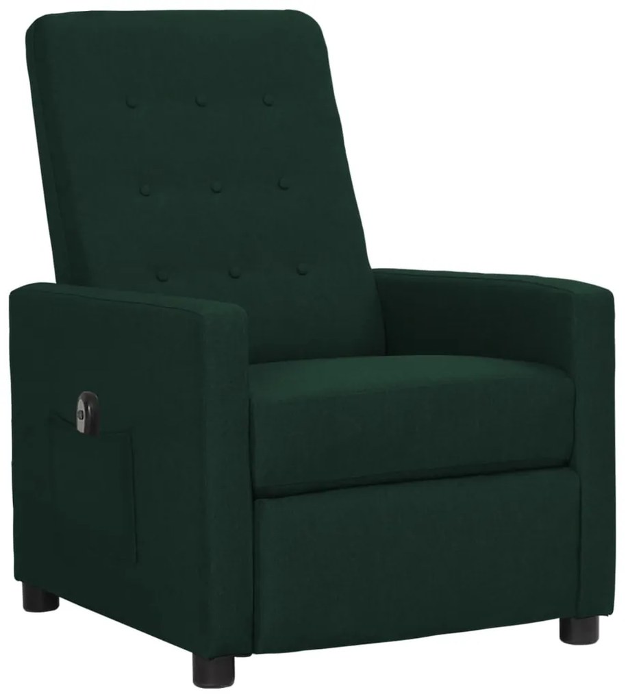3098644 vidaXL Fotoliu rabatabil electric, verde închis, material textil