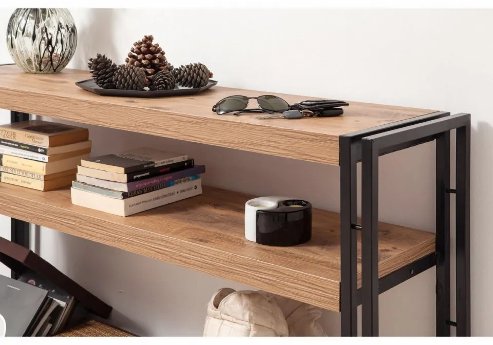 Masa Bufet Cosmo Dresuar, 140 x 35 x 80 cm, Atlantic Pine / Negru