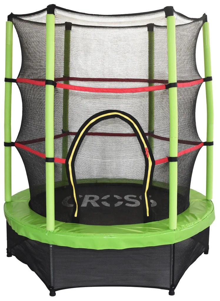CROSS Trambulină cu plasă, verde-negru, 140 x 140x 160 cm