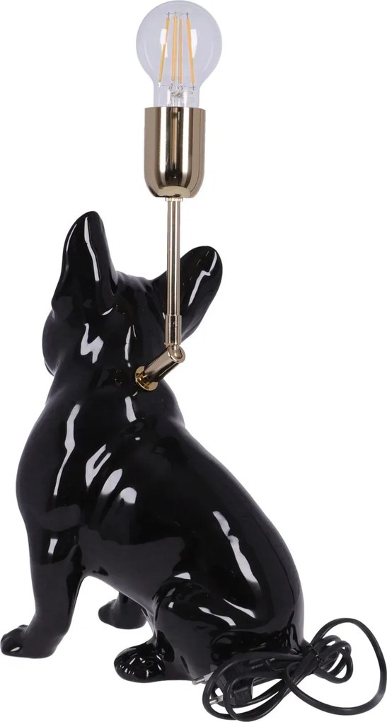 Lampa ceramica Bulldog Negru lucios h 35 cm