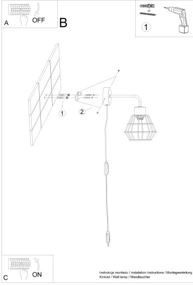 Lampă de perete Sollux SL.1164 SUBA 1xE27/15W/230V negru