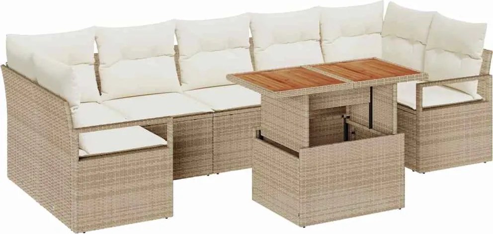 vidaXL Set de canapele pentru grădină 8 pcs Bej Rattan poli