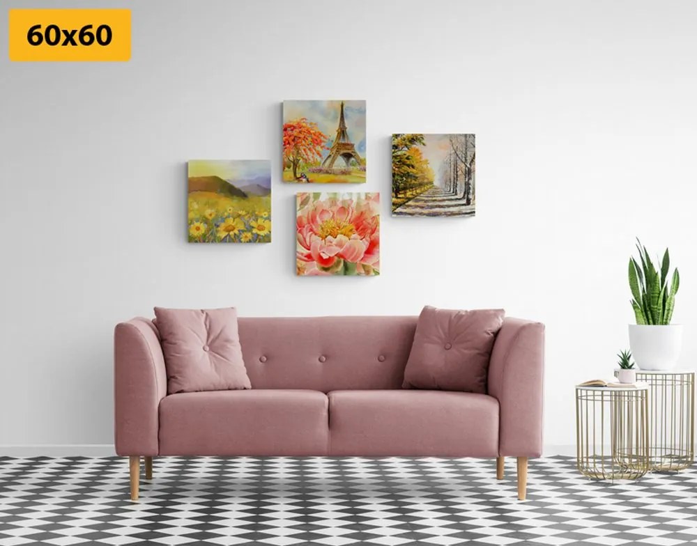 Set tablouri pictură în ulei în design romantic