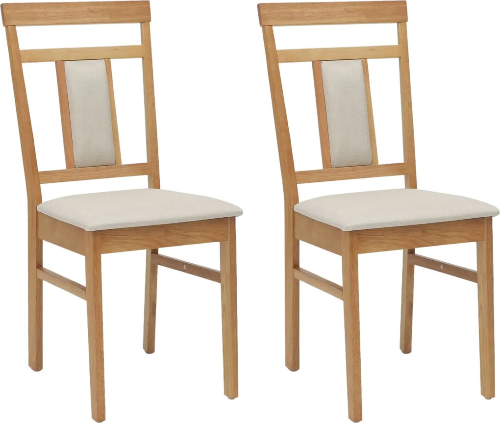 vidaXL Scaun de sufragerie 2 pcs Natural și deschis