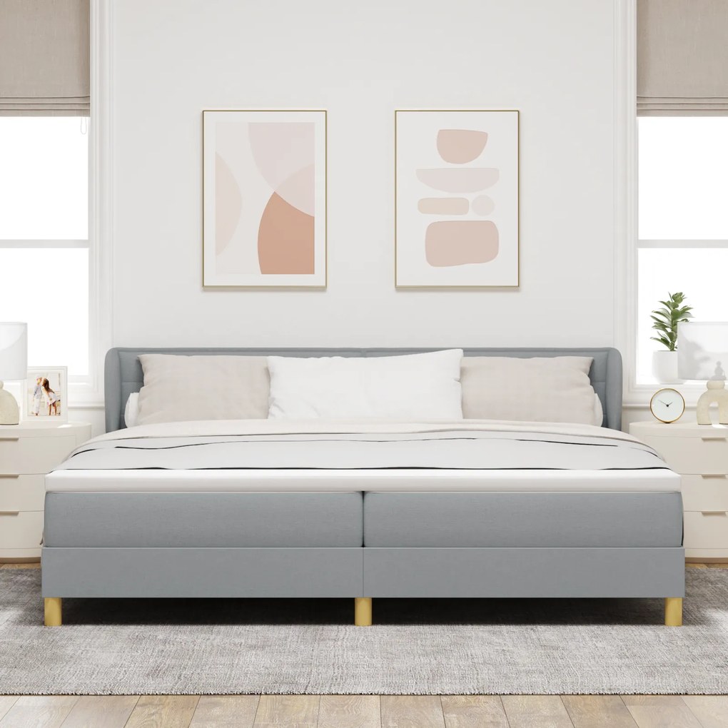 vidaXL Pat cu arcuri și saltea crem 90x200 cm Gri deschis 200 x 200 cm