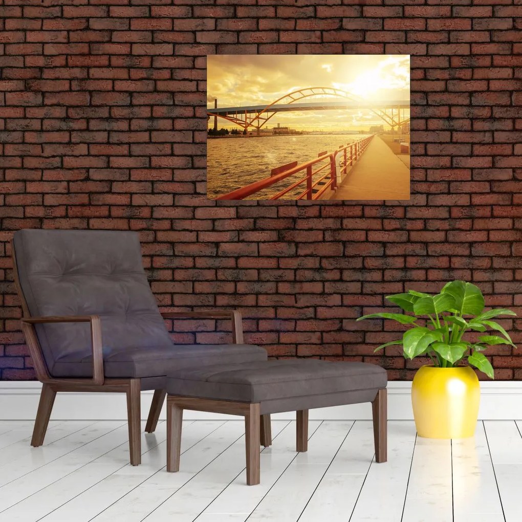 Tablou cu pod și apus de soare (70x50 cm)