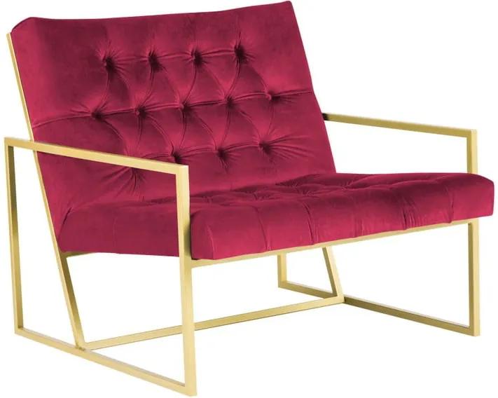 Fotoliu Mazzini Sofas BONO cu structură metalică, auriu - roz