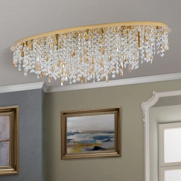 Plafonieră de cristal Orion CRYSTALRIVER 21xG9/40W/230V auriu