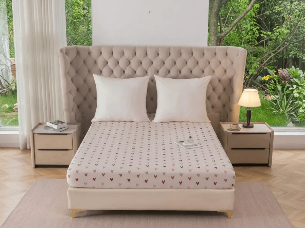Cearsaf din microfibra SOFHEARTS crem 90x200 cm